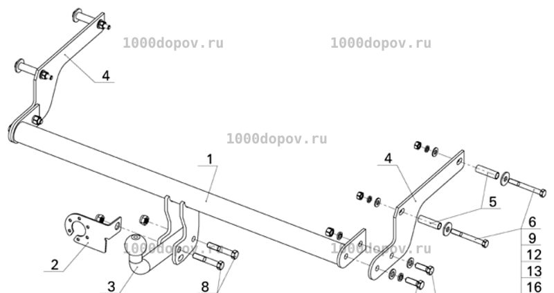 Фаркоп Avtos RN 12 Renault Logan 2004-2015 — рисунок 2