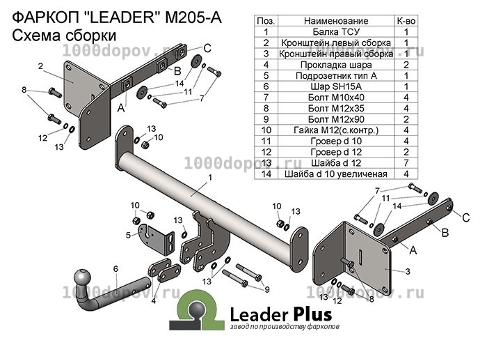 Фаркоп Leader Plus M205-A Mercedes GLS (W166) 2016-н.в./ GLE (W166) 2016- — рисунок 20
