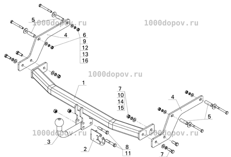 Фаркоп Avtos RN 11 Renault Sandero 2014-н.в. — рисунок 2