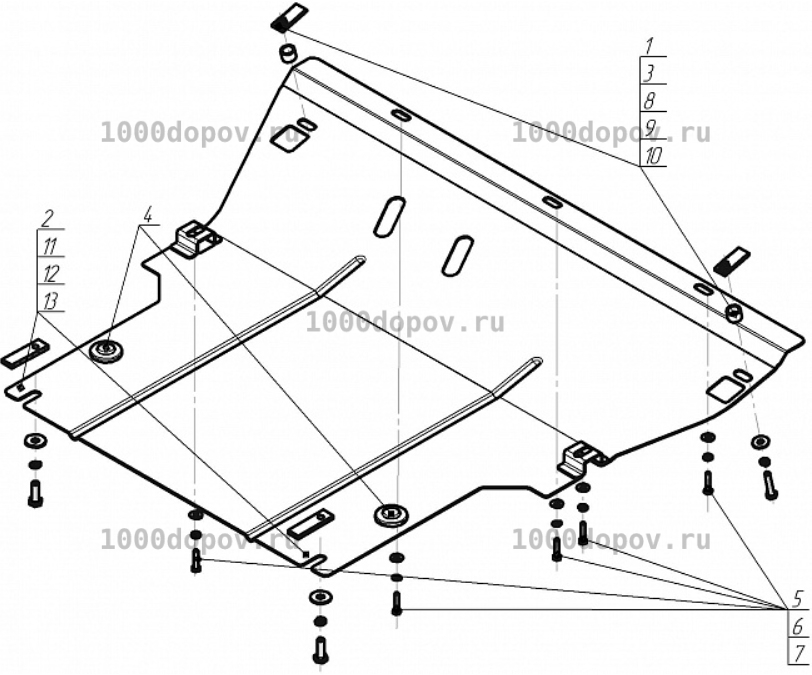 Защита Motodor 01719 на Renault Megane II 2002-2009 (Картер, КПП) — рисунок 2