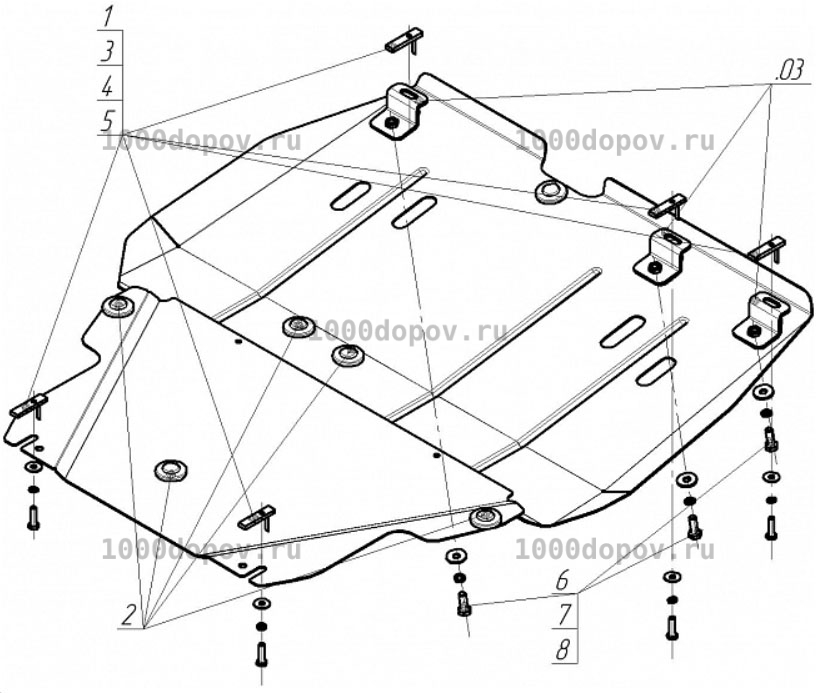 Защита Motodor 00310 Dodge Grand Caravan 2007-2020 (Картер, Кпп) — рисунок 2