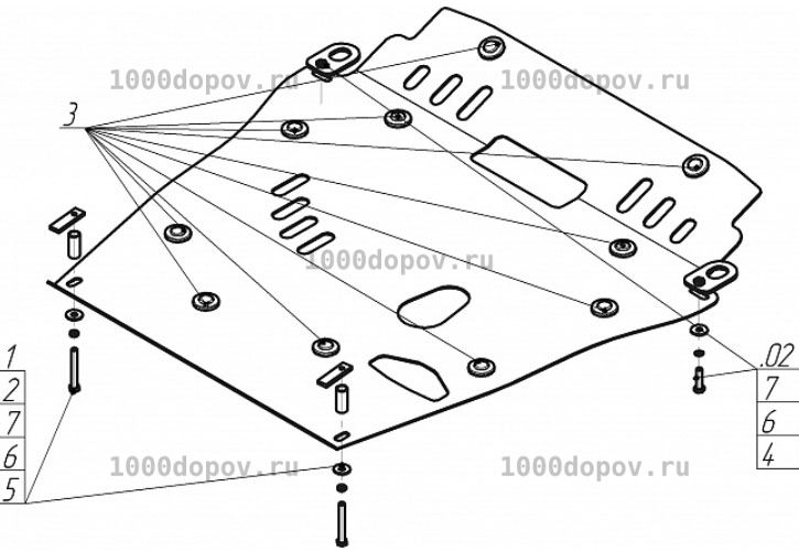 Защита Motodor 10802 Honda Element 2002-2006 (Картер,КПП) — рисунок 2