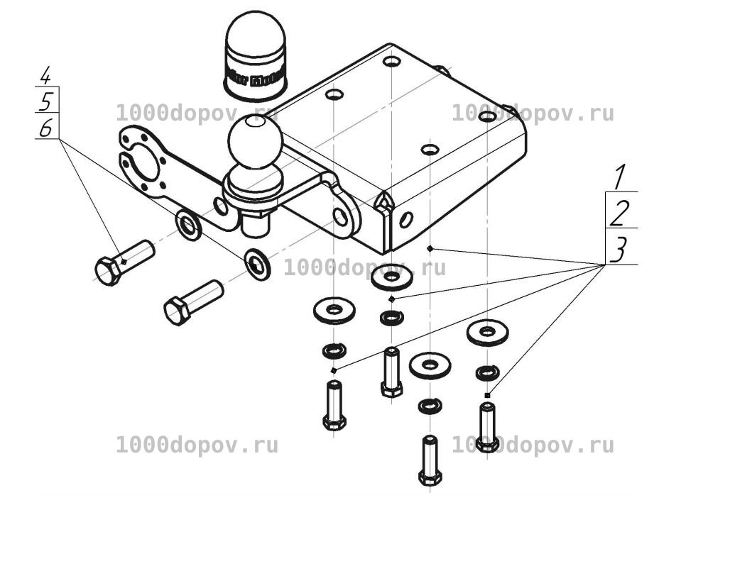 Фаркоп Motodor 92709-FE Volkswagen Amarok 2010-н.в. (оцинк. шар) — рисунок 8