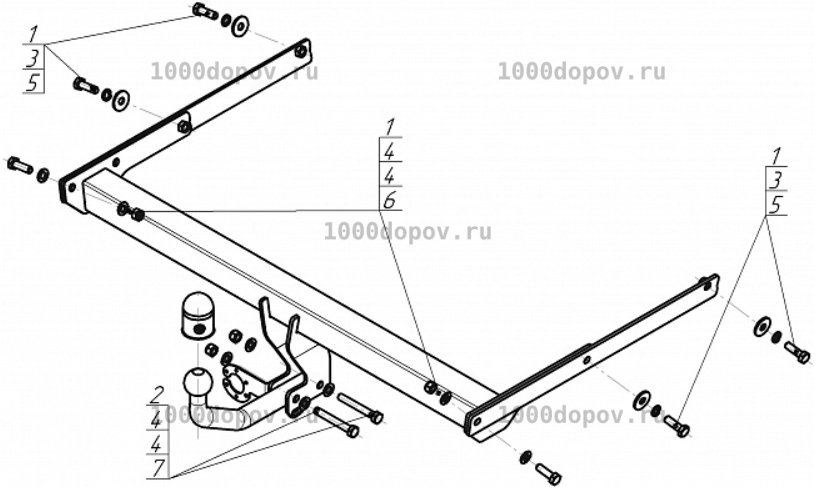 Фаркоп АвтоСтандарт F102A Ford Kuga 2013-н.в. (кроме "свободные руки",оцинк. шар) — рисунок 2