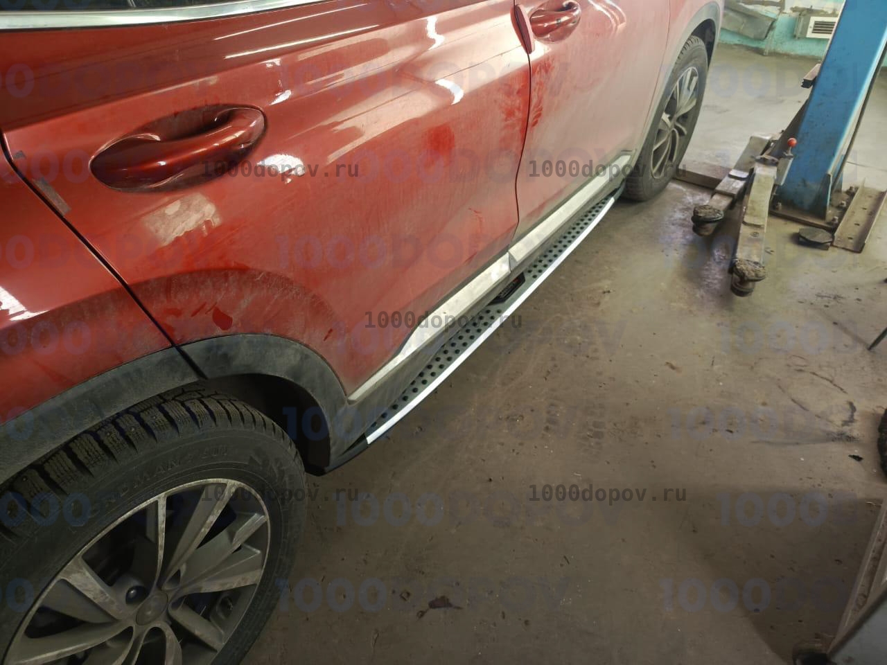 Пороги подножки на Hyundai Santa Fe 4 2019-2023 BMW стиль — рисунок 9