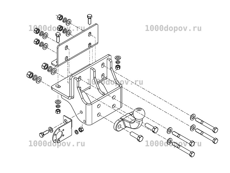Фаркоп Avtos TY 44 Toyota Hilux 2005-2010 (с силовым брусом) — рисунок 2
