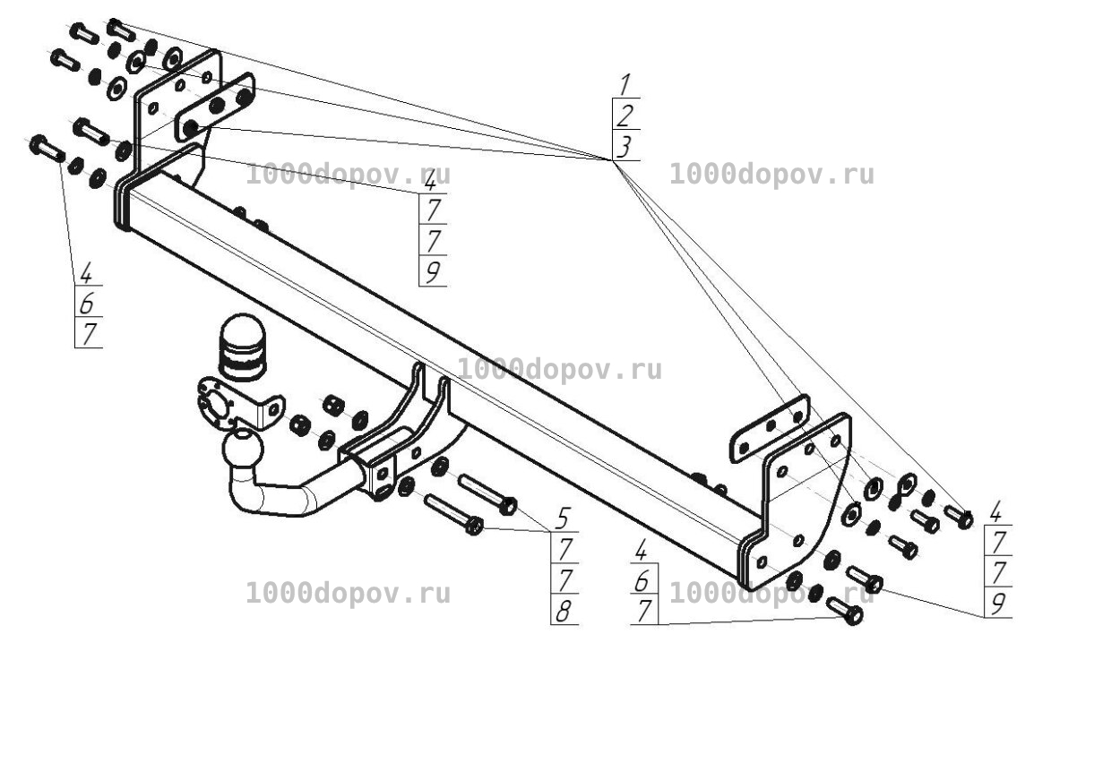 Фаркоп Motodor 91007-A для Kia Seltos 2020-2022 (оцинк. шар) — рисунок 2