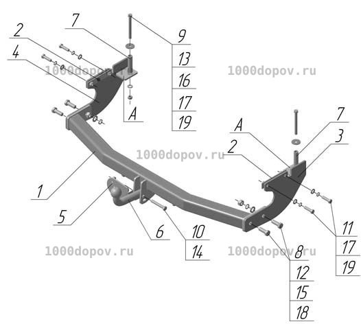 Фаркоп Avtos GW 03 Great Wall Hover 2005-2010 — рисунок 1