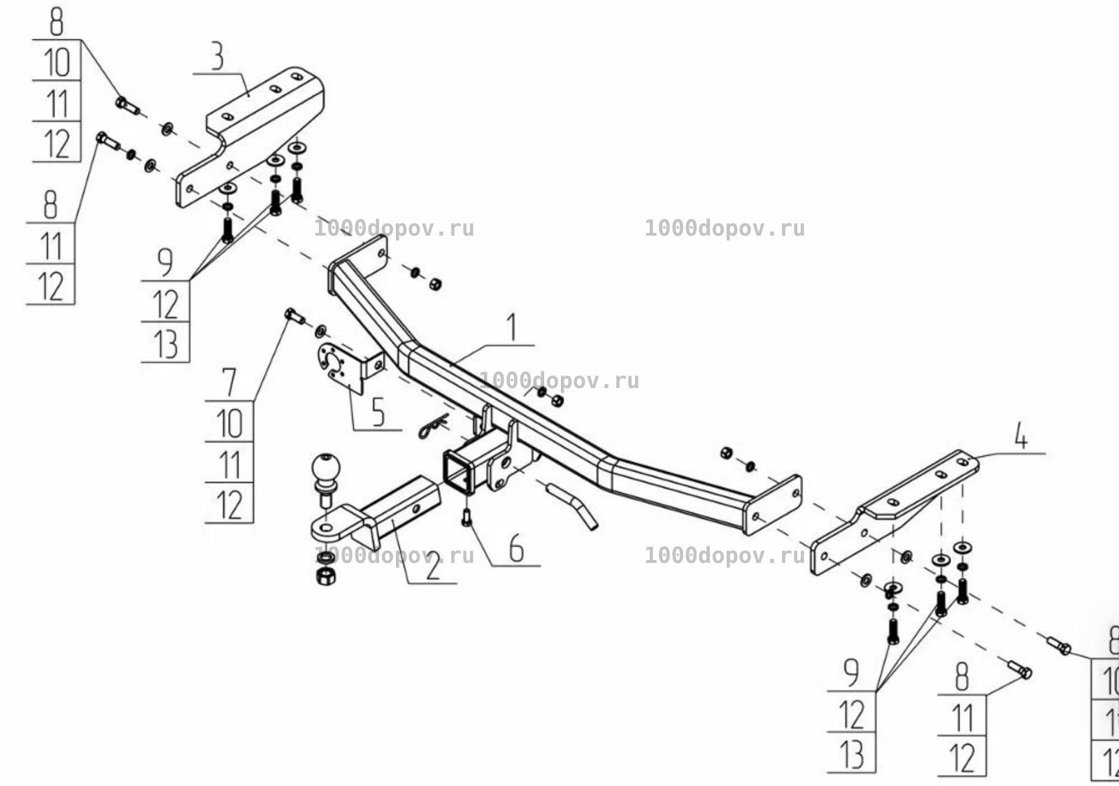 Фаркоп Avtos IF 03B Infiniti QX60 2014-2021 — рисунок 1