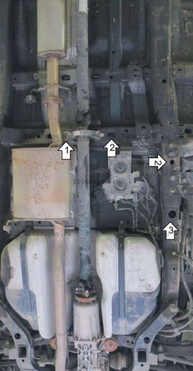 Защита Motodor 13004 Opel Antara 2006-2015 (Абсорбера, Топл. фильтра, Подвес.подшипника кард. вала) — рисунок 3