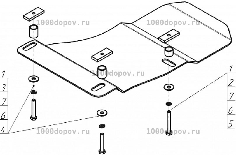 Защита Motodor 11405 на Nissan X-Trail 2007-2022 (Задний дифференциал) — рисунок 2