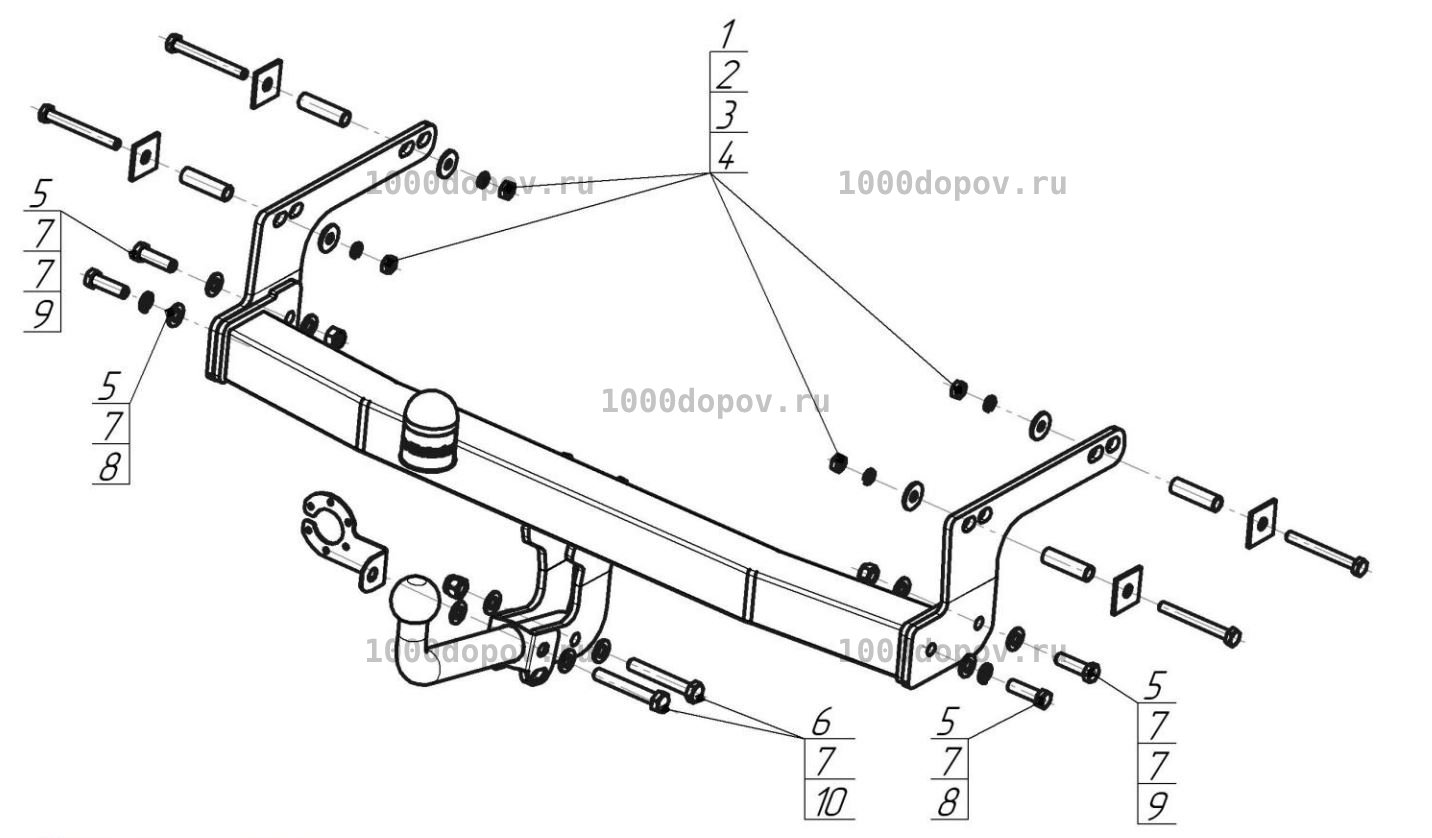 Фаркоп  Motodor 91710-А Nissan Terrano 2014-н.в. (оцинк. шар) — рисунок 10