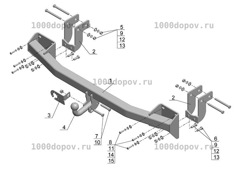 Фаркоп Avtos MI 25 Mitsubishi Outlander 2012-н.в. — рисунок 9