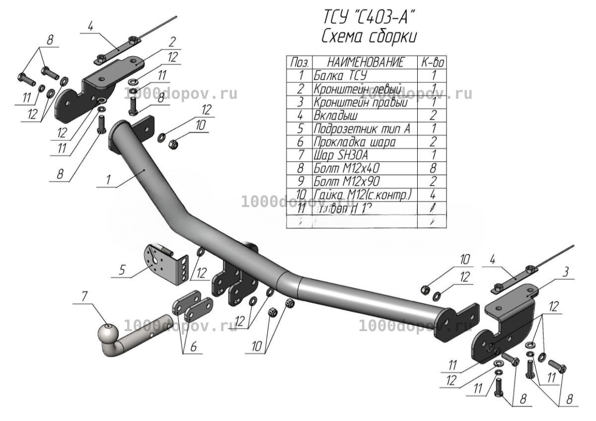 Фаркоп Leader Plus C403-A для Changan CS95 2019-2023 — рисунок 3
