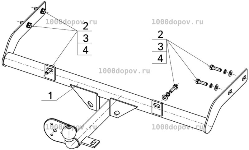 Фаркоп Avtos DO 04 Datsun on-DO 2014-н.в. — рисунок 3