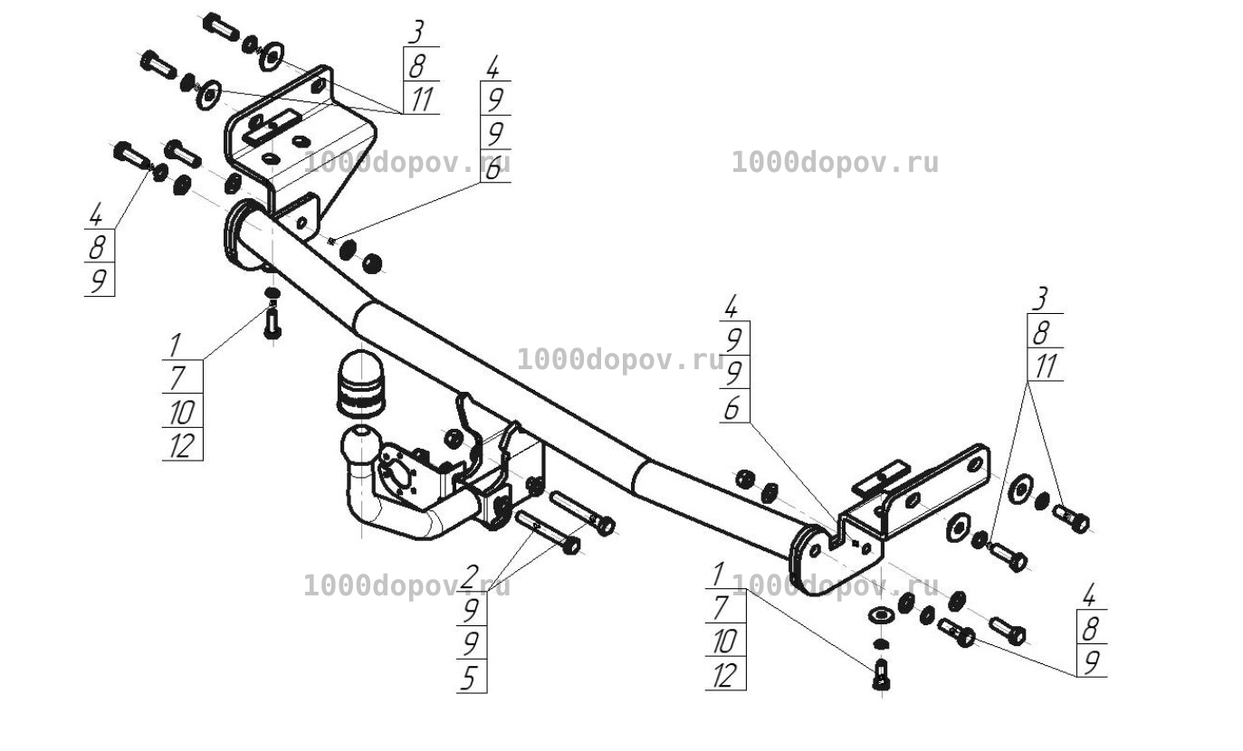 Фаркоп Motodor 90910-A Hyundai Solaris 2010-2017 (оцинк. шар) — рисунок 2