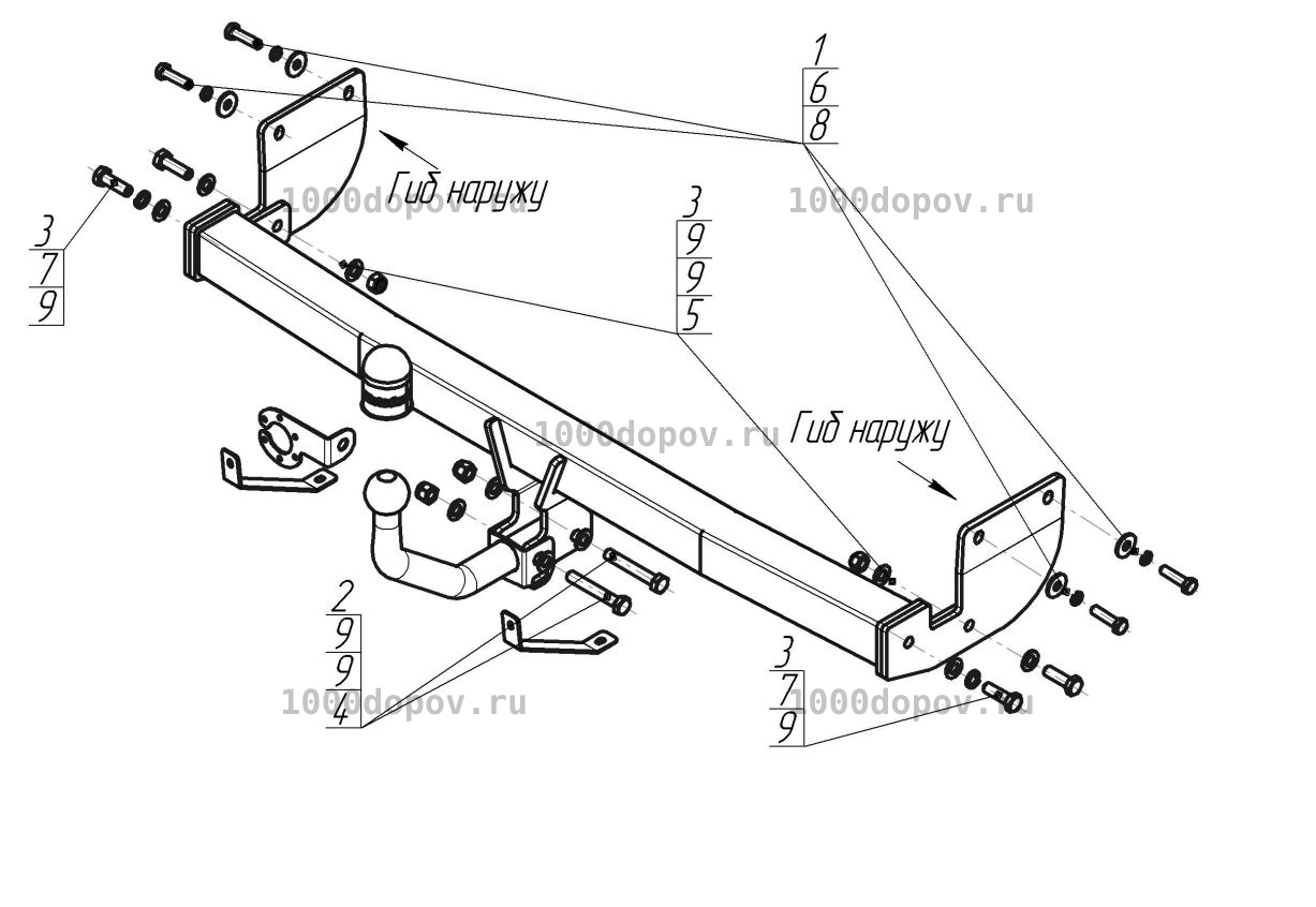 Фаркоп Motodor 90911-A Hyundai Elantra  2016-2020 (оцинк. шар) — рисунок 3