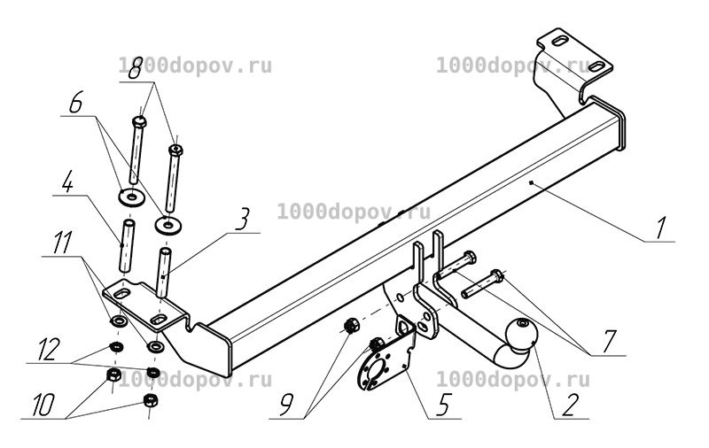 Фаркоп Avtos TY 16 Toyota RAV4 2000-2004 — рисунок 6
