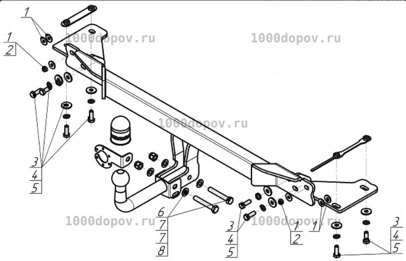 Фаркоп Motodor 94204-A Geely Atlas PRO с 2021- (оцинк. шар) — рисунок 1
