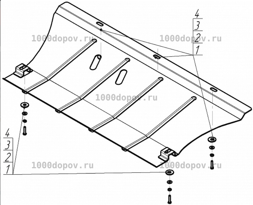 Защита Motodor 01713 на Renault Scénic II 2003-2009/Grand Scénic II 2004-2009  (Картер, КПП) — рисунок 1