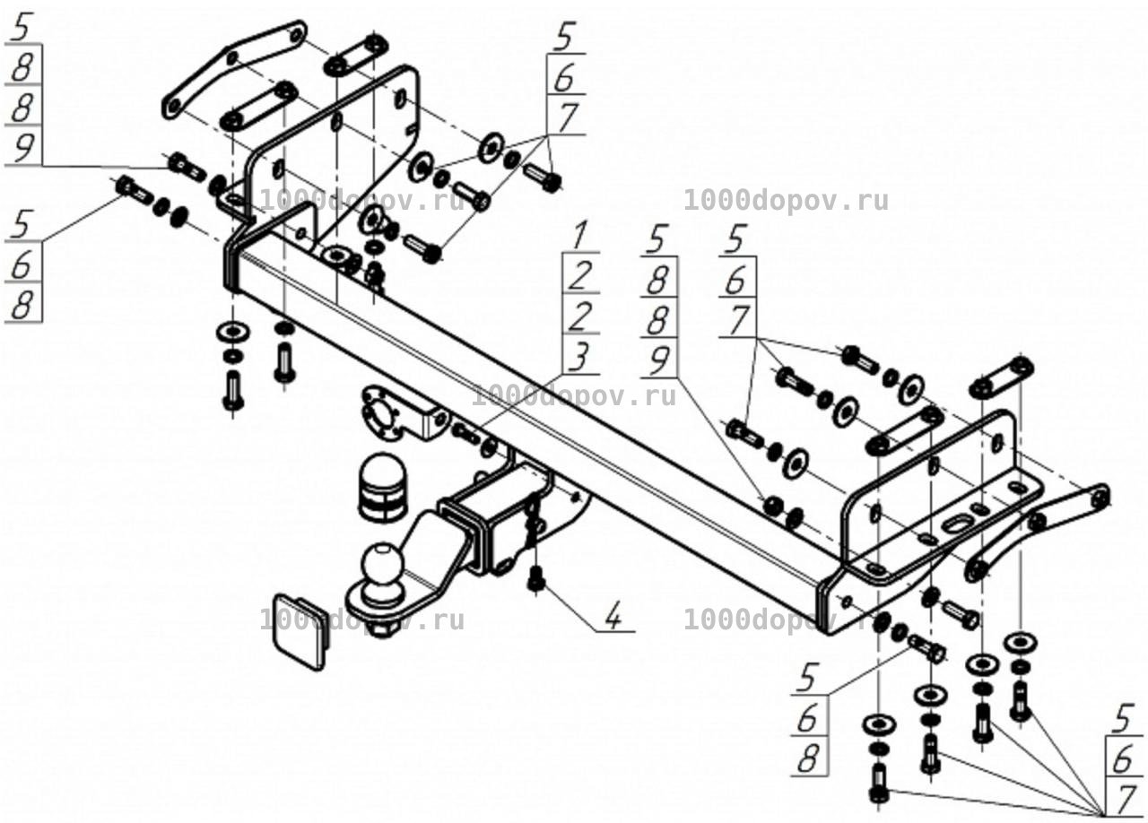 Фаркоп Motodor 98601-E Dongfeng DF6 2022-н.в (оцинк. Шар) — рисунок 1