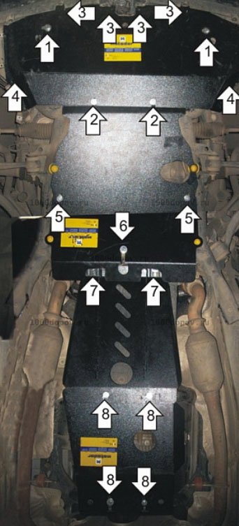 Защита Motodor 13203 Land Rover Range Rover 2009-2013 (Картер, Кпп, Разд. коробка,  Радиатор) — рисунок 5