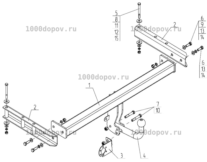 Фаркоп Avtos AU 04 Audi Q5 1 09.2008-12.2016 — рисунок 7