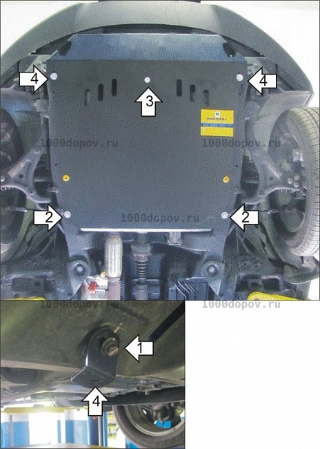 Защита Motodor 32804 на Ssangyong Actyon New 2010-2015 (Картер, КПП) — рисунок 3