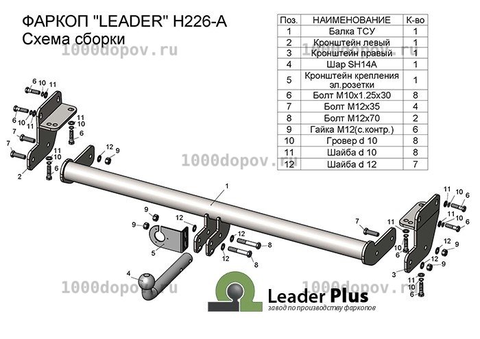 Фаркоп Leader Plus H226-A Hyundai Tucson 2015-2018 — рисунок 8