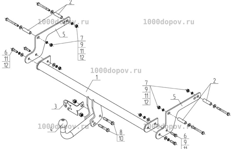 Фаркоп Avtos NS 28 Nissan Terrano 2014- — рисунок 2
