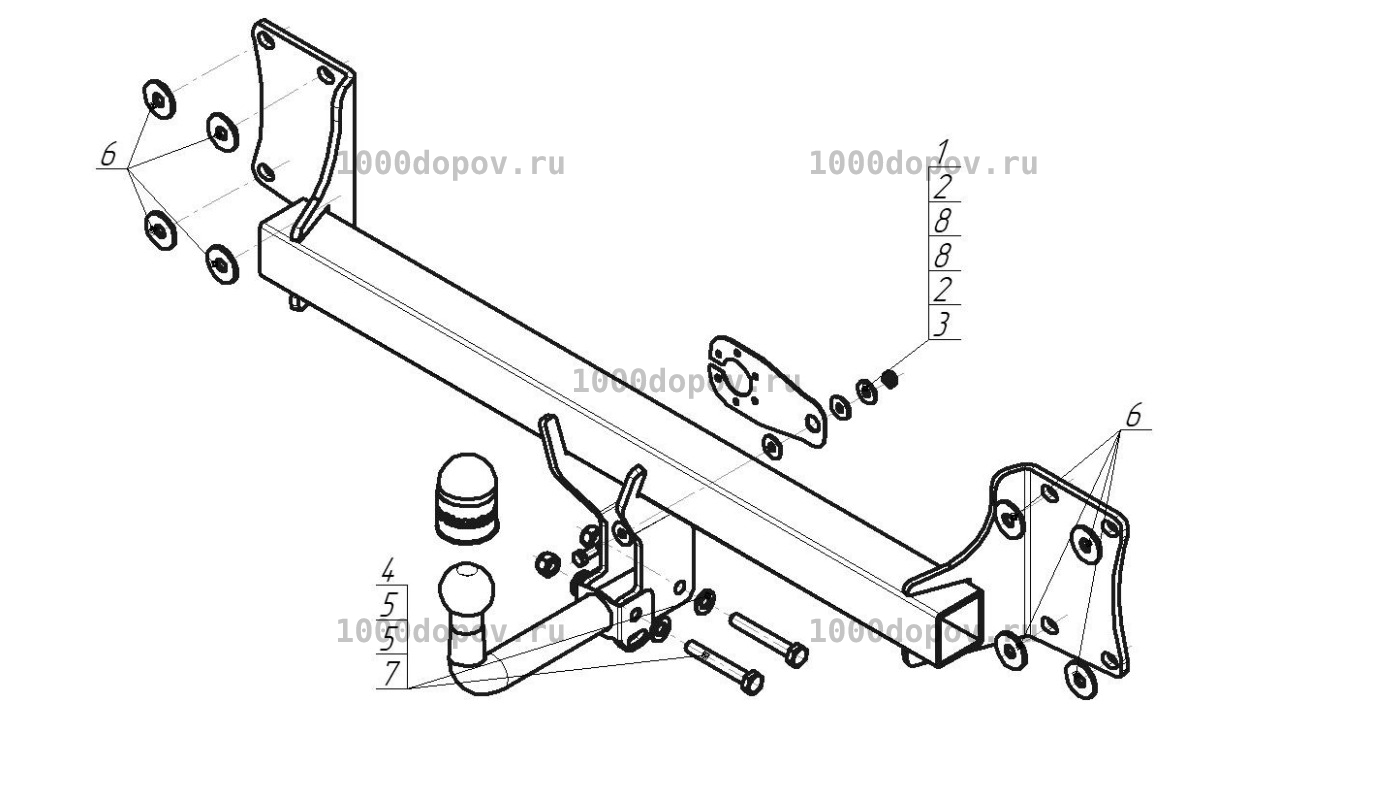 Фаркоп Motodor 90201-A BMW X6 (F16) 2013-2018 (оцинк. шар, поворот. розетка) — рисунок 4