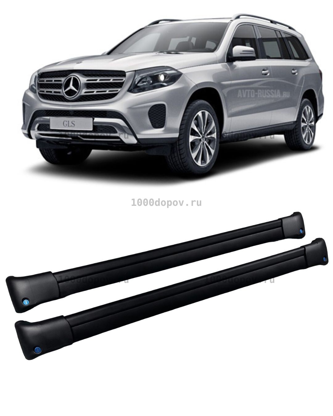 Багажник на рейлинги Mercedes GLK-class 2 поперечины черный — рисунок 1