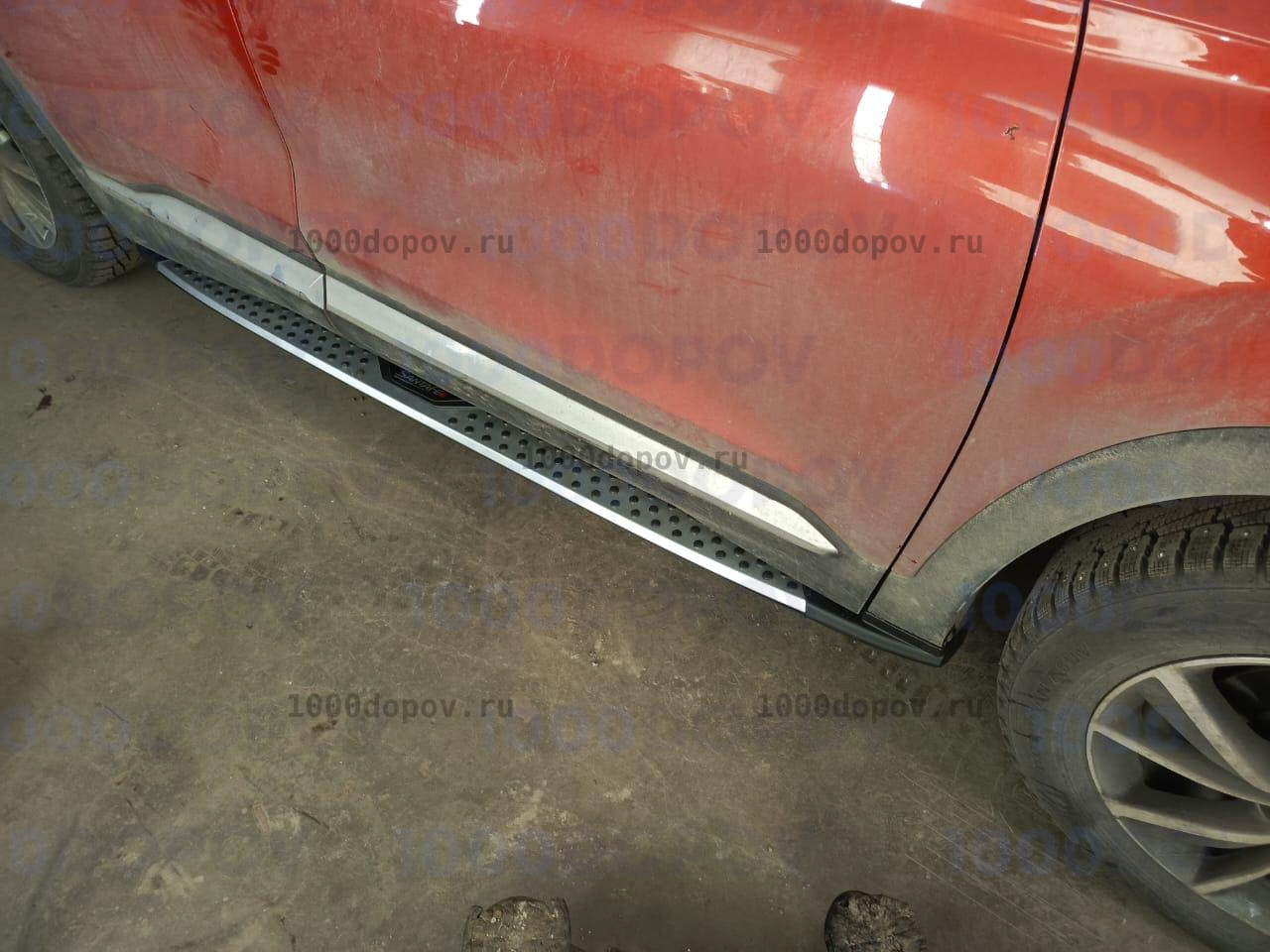 Пороги подножки на Hyundai Santa Fe 4 2019-2023 BMW стиль — рисунок 5