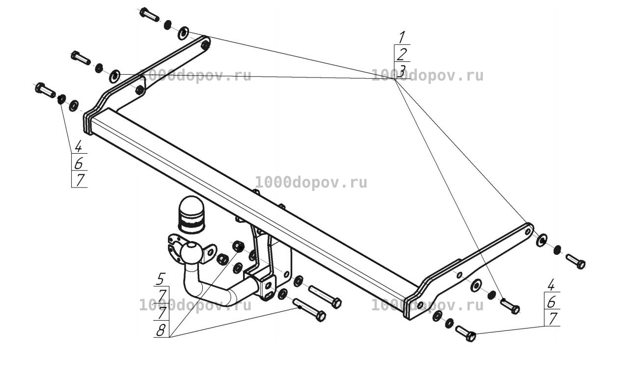 Фаркоп Motodor 92402-A Suzuki Vitara 2015-н.в. (с оцинк. шаром) — рисунок 8