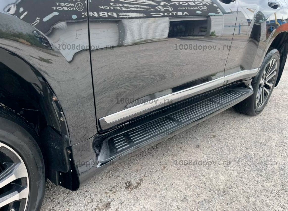Пороги подножки на Land Cruiser Prado 150 стиль Lexus GX черные — рисунок 1