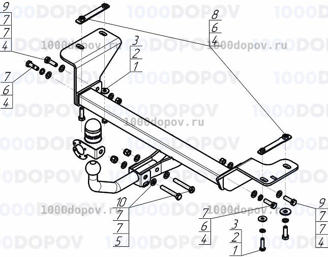 Фаркоп Motodor 98301-A Москвич 3 2022-н.в. (оцинк. шар) — рисунок 4