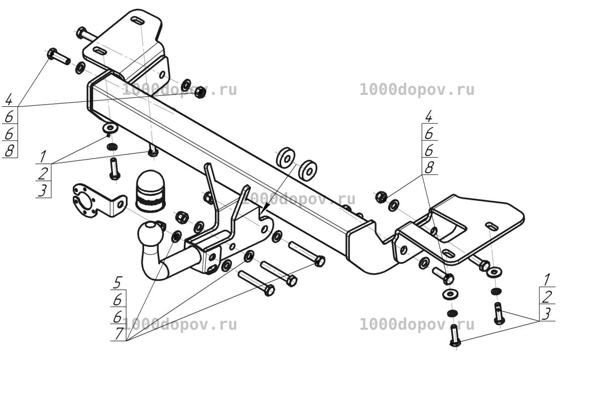 Фаркоп Motodor 90804-A Honda CR-V 2012-2017 (с оцинк. шаром) — рисунок 1