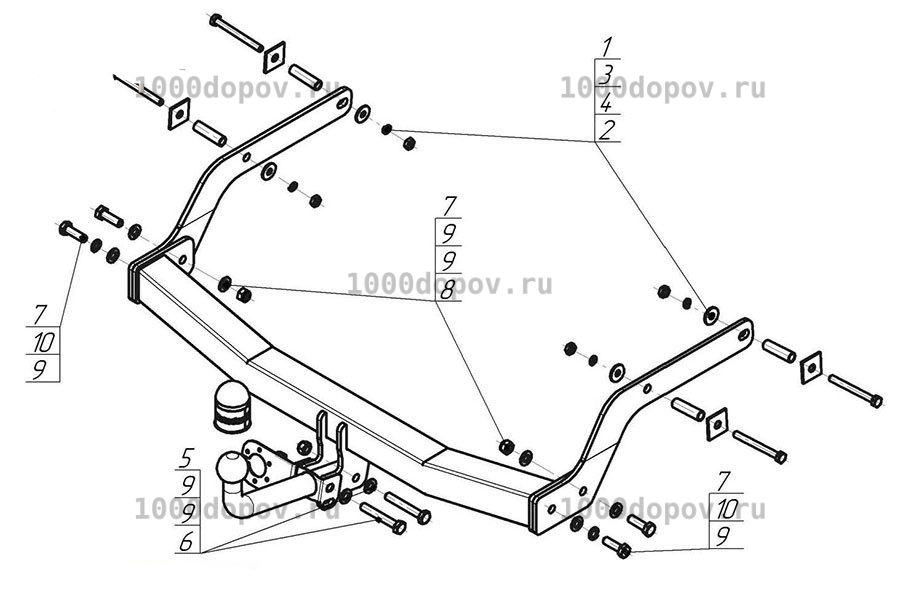 Фаркоп Motodor 91715-A Renault Arkana 2019-н.в. (оцинк. шар) — рисунок 4