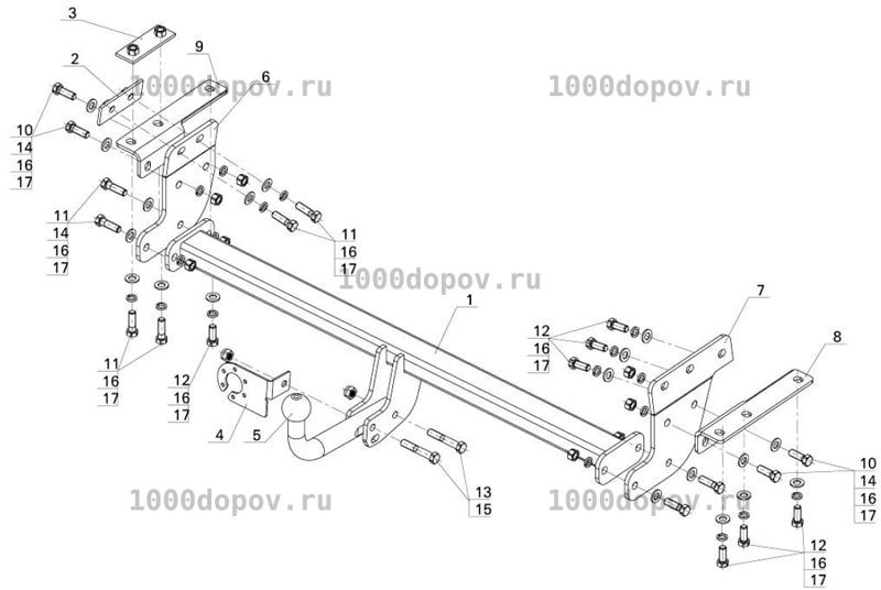 Фаркоп Avtos NS 27 Nissan X-Trail T32 2015-н.в. — рисунок 8