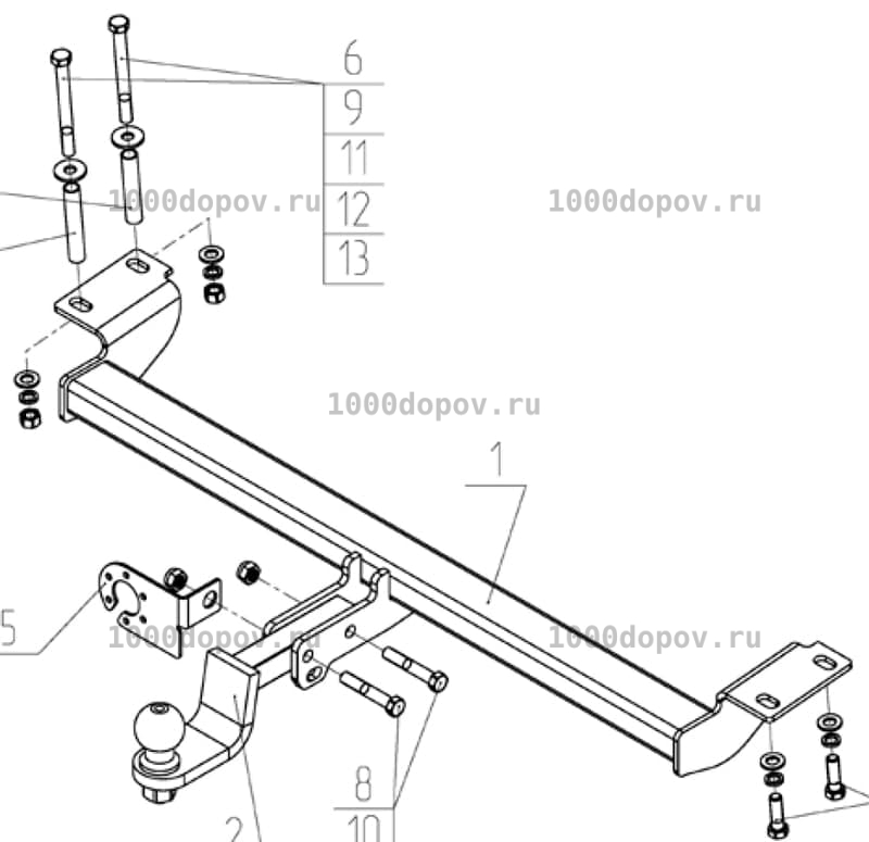 Фаркоп Avtos CE 03 Chery Tiggo 5 (T11) 2013-2017 — рисунок 1