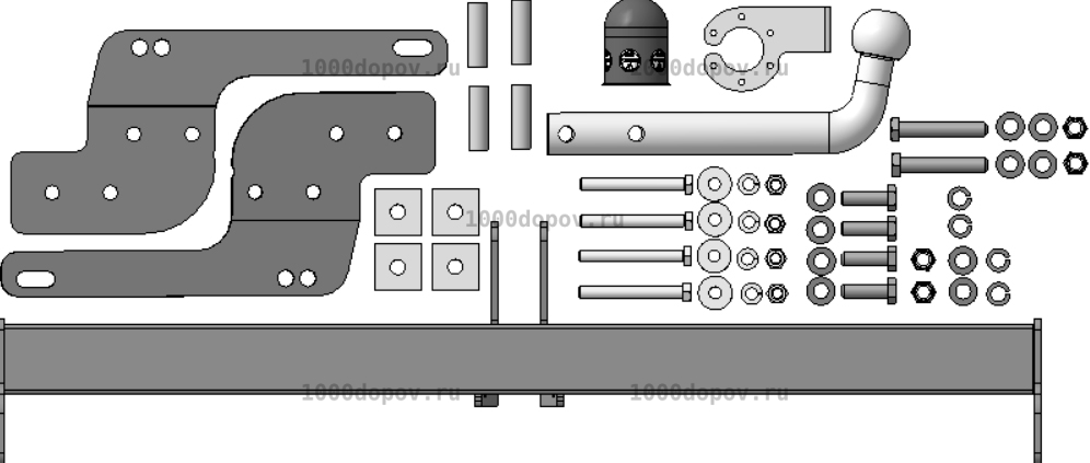 Фаркоп АвтоСтандарт R101A Renault Duster (2WD/4WD) 2012-н.в. (оцинк. шар) — рисунок 4