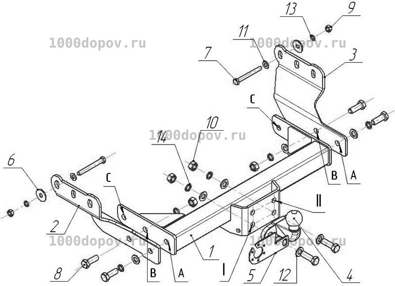 Фаркоп Avtos FD 26 Ford Transit 05/2000-2013 — рисунок 4