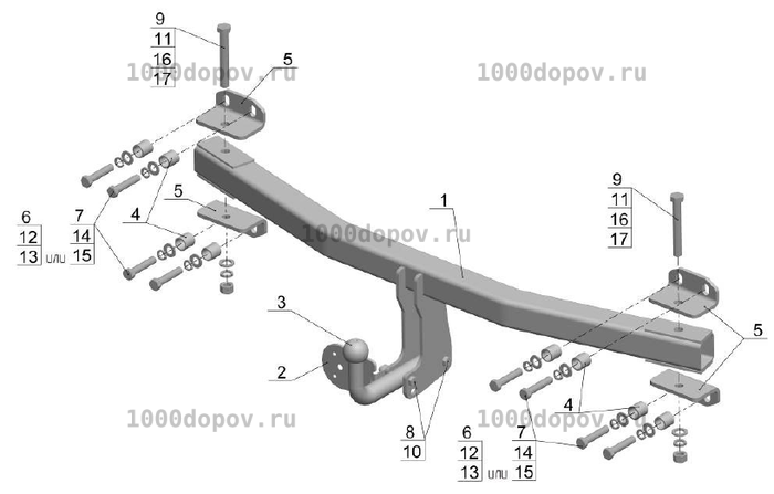 Фаркоп Avtos VW 20 Volkswagen Touareg 2003-2010 — рисунок 3