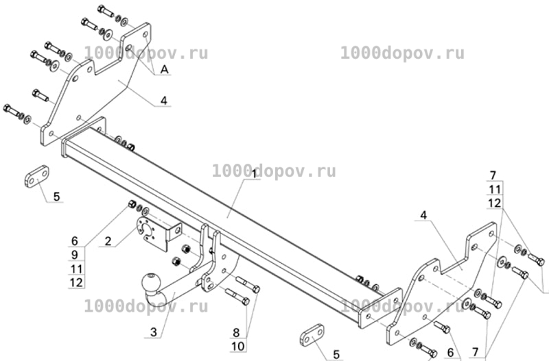 Фаркоп Avtos TY 40 Toyota Hilux 2015-н.в. — рисунок 7