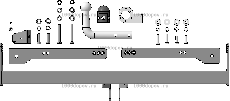 Фаркоп АвтоСтандарт V101A Volkswagen Tiguan 2007-2016 (оцинк. Шар) — рисунок 3