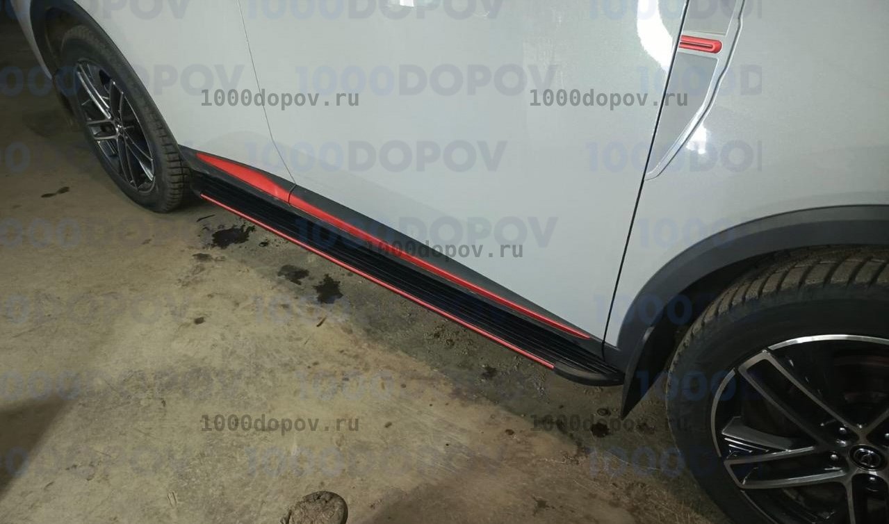 Пороги подножки на Changan CS55 PLUS+ 2023-н.в. красные — рисунок 4