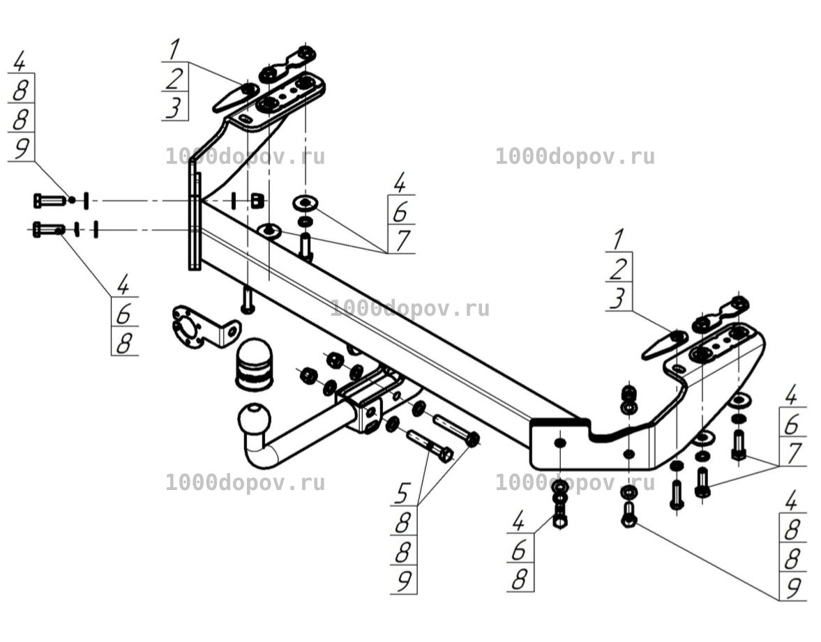 Фаркоп 99020-A Motodor Exeed TXL 2024-н.в. (оцинк. шар) — рисунок 1