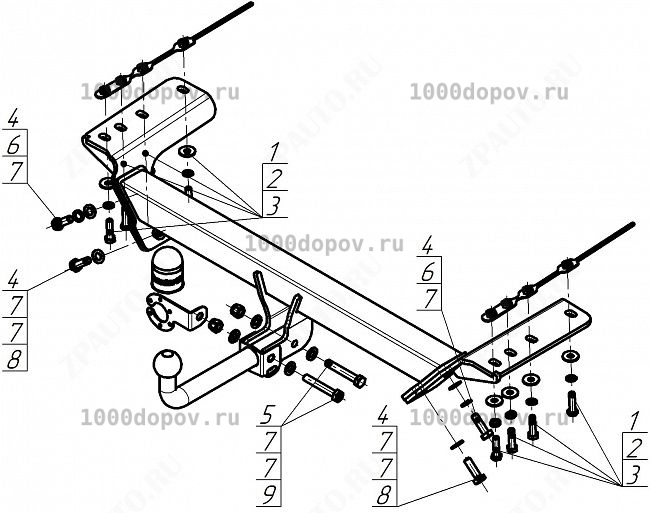 Фаркоп 99015-A Motodor Exeed RX 2023-н.в. (оцинк. шар) — рисунок 2