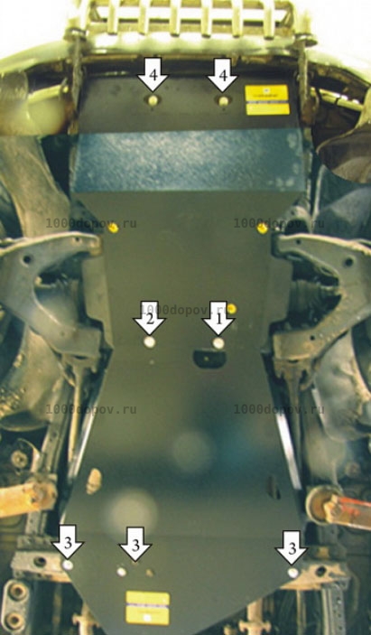 Защита Motodor 12512 Toyota Land Cruiser 100 1998-2007 (Картер, Кпп, Перед. дифф., Разд. коробки) — рисунок 5