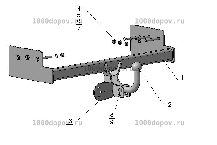 Фаркоп Avtos FD 05 Ford Transit 1994-2000 — рисунок 3